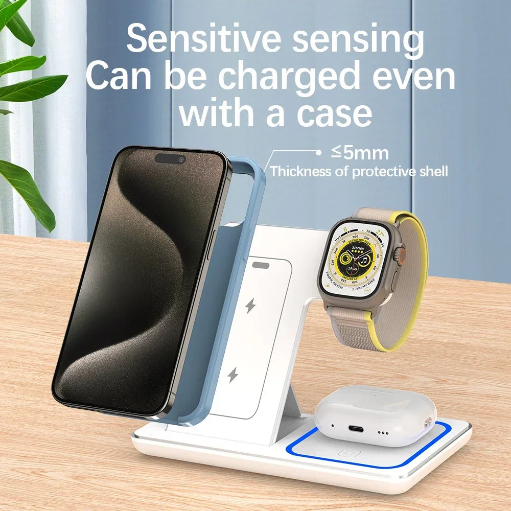 ChargeNest™ 3-in-1 Wireless Station